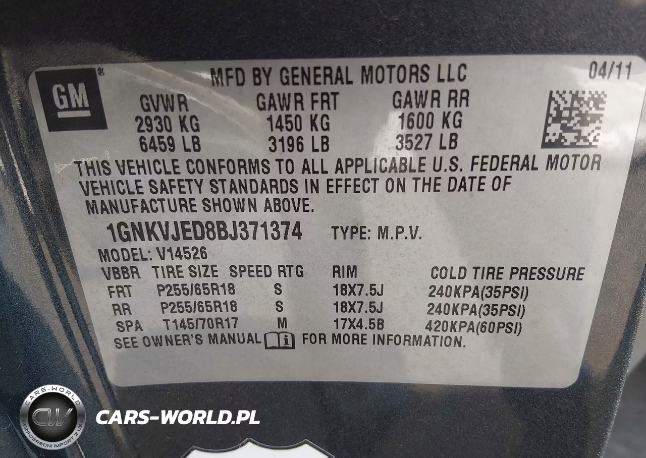 2011 Chevrolet Traverse 2Lt VIN:1GNKVJED8BJ371374 - 9