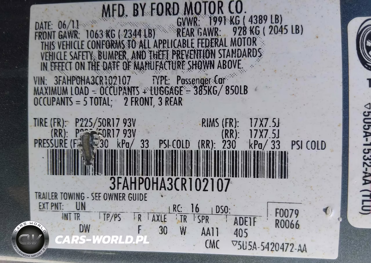 2012 Ford Fusion Se VIN:3FAHP0HA3CR102107 - 9