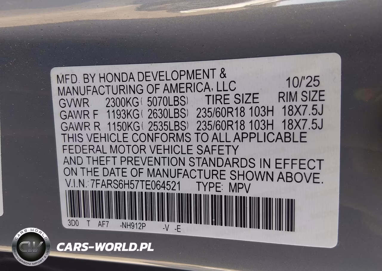 2026 Honda Cr-V Hybrid Awd Sport VIN:7FARS6H57TE064521 - 9