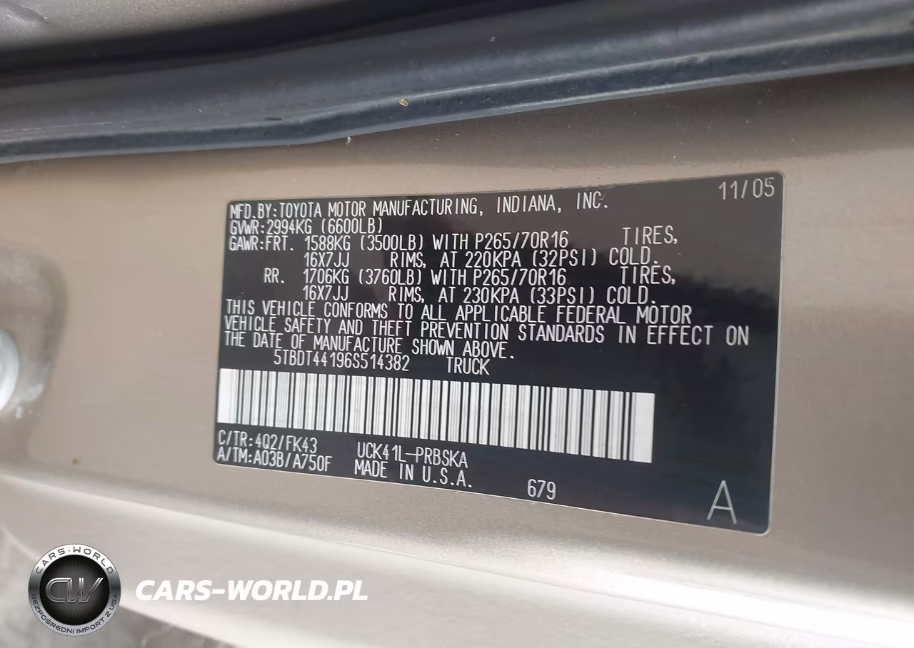 2006 Toyota Tundra Sr5 V8 VIN:5TBDT44196S514382 - 9