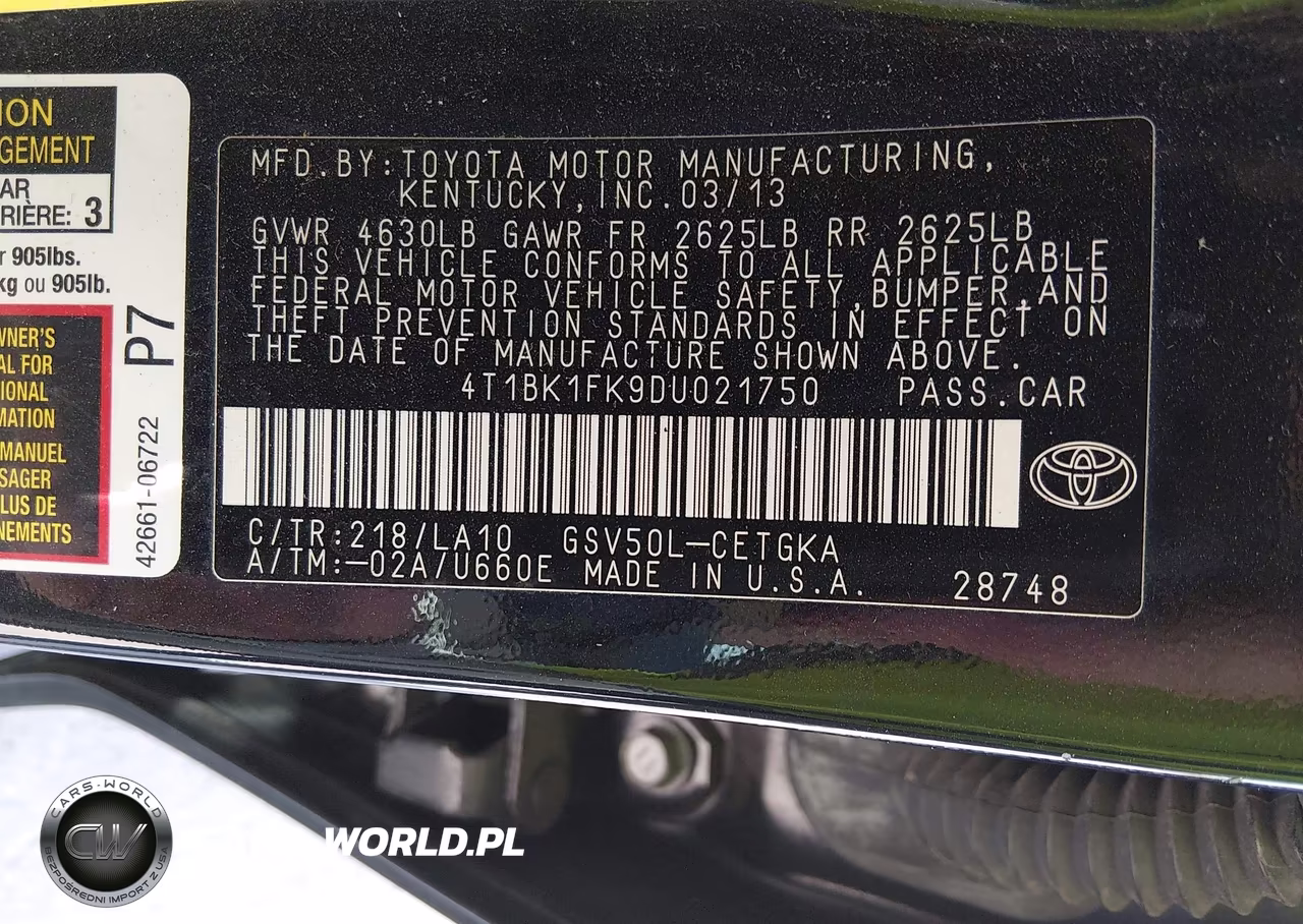 2013 Toyota Camry Xle V6 VIN:4T1BK1FK9DU021750 - 9