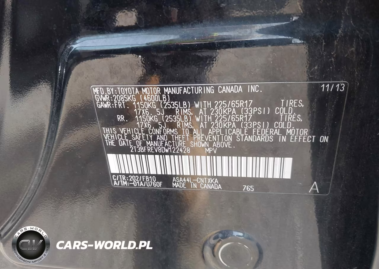 2013 Toyota Rav4 Le VIN:2T3BFREV8DW122428 - 9