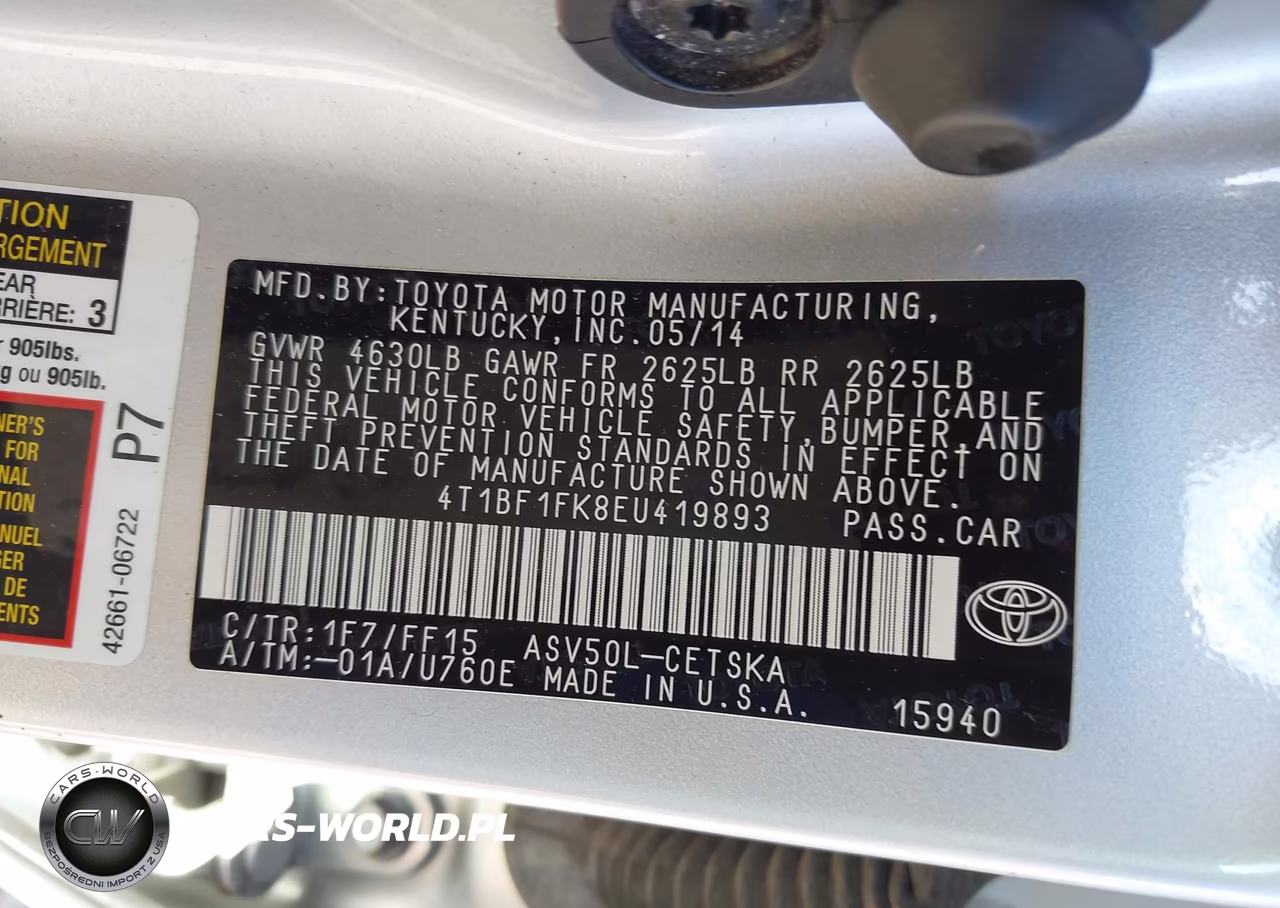 2014 Toyota Camry Se VIN:4T1BF1FK8EU419893 - 9