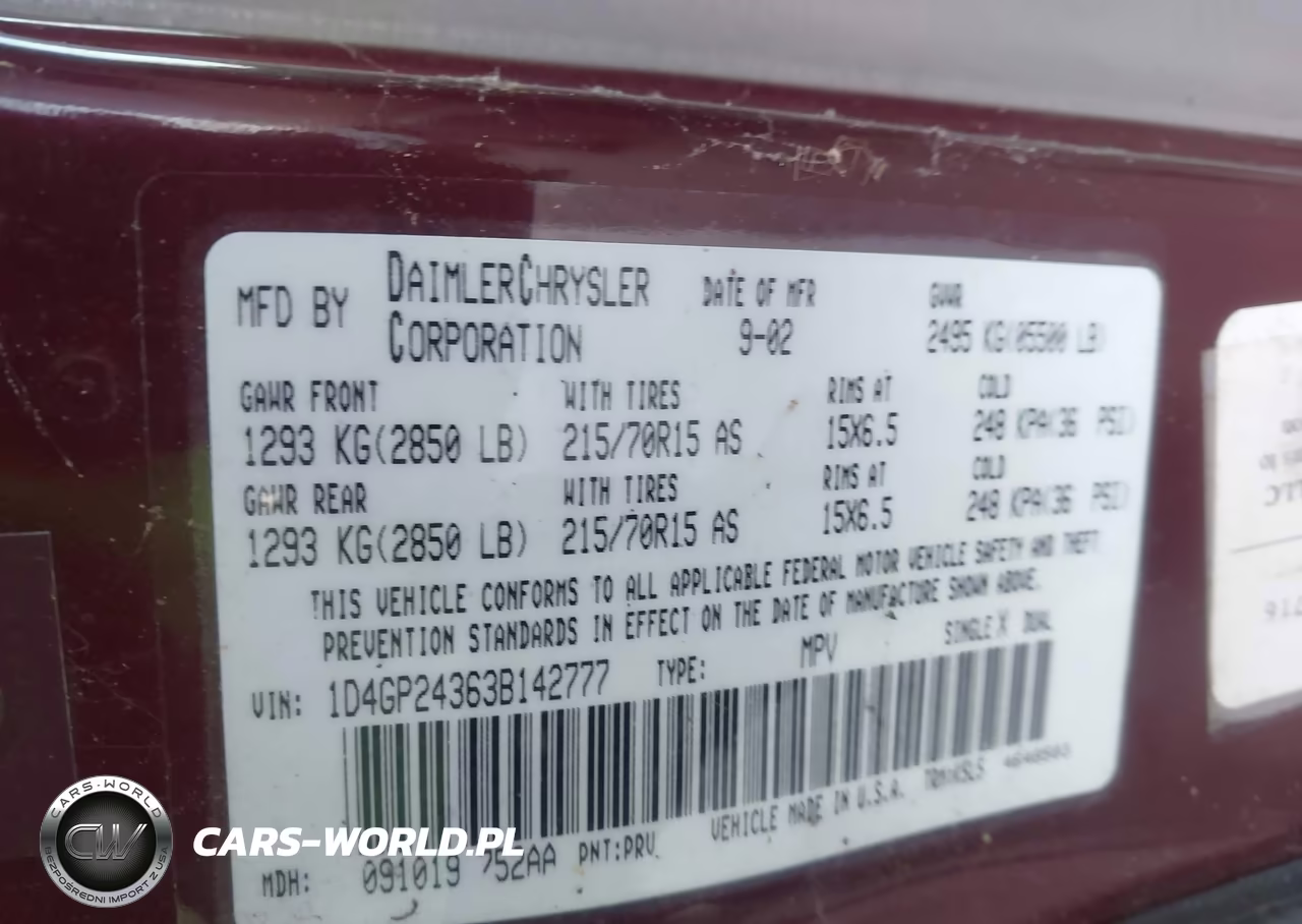 2003 Dodge Grand Caravan Se VIN:1D4GP24363B142777 - 9