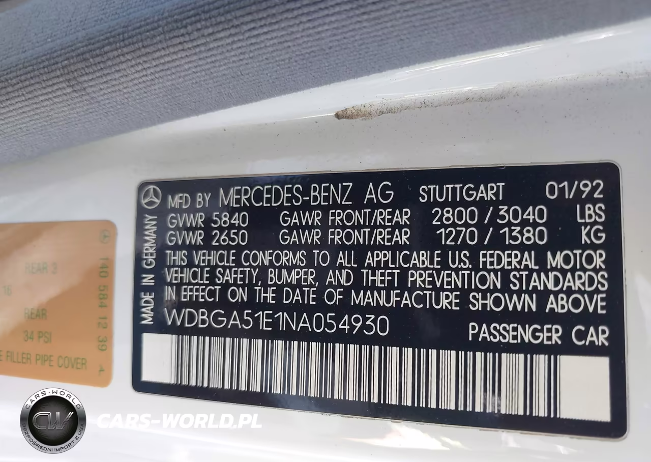 1992 Mercedes-Benz 500 Sel VIN:WDBGA51E1NA054930 - 9