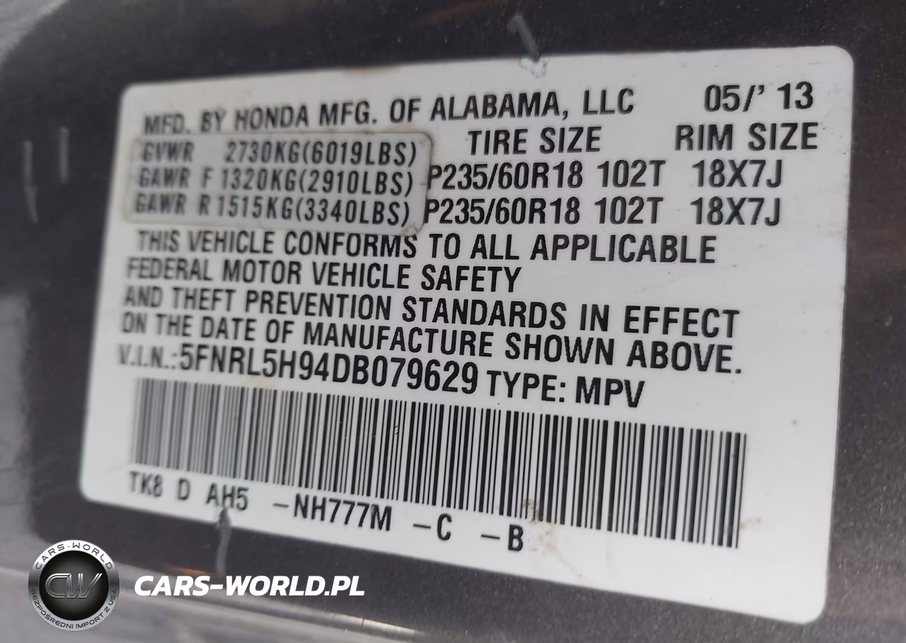 2013 Honda Odyssey Touring-Touring Elite VIN:5FNRL5H94DB079629 - 9