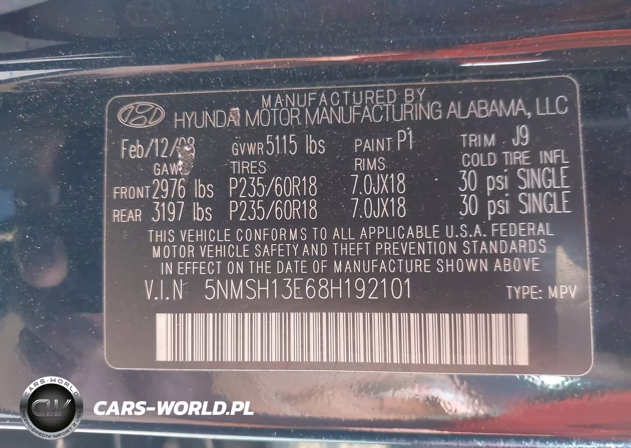 2008 Hyundai Santa Fe Limited-Se VIN:5NMSH13E68H192101 - 9
