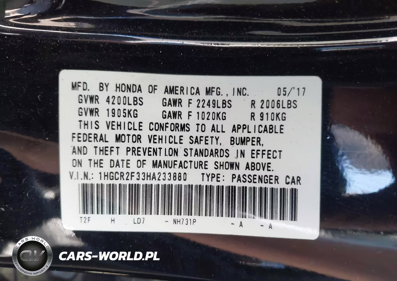 2017 Honda Accord Lx VIN:1HGCR2F33HA233880 - 9