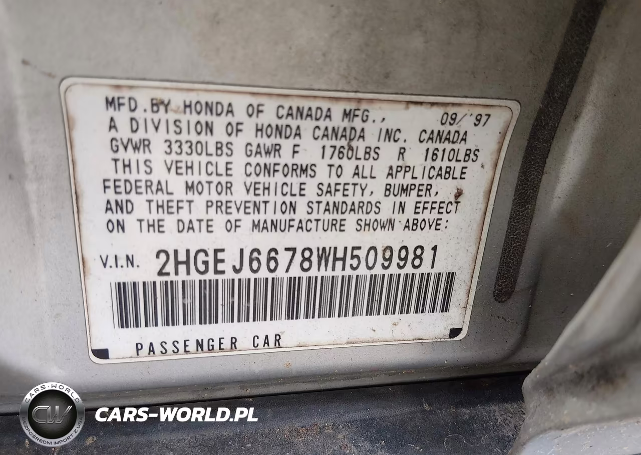1998 Honda Civic Lx VIN:2HGEJ6678WH509981 - 9