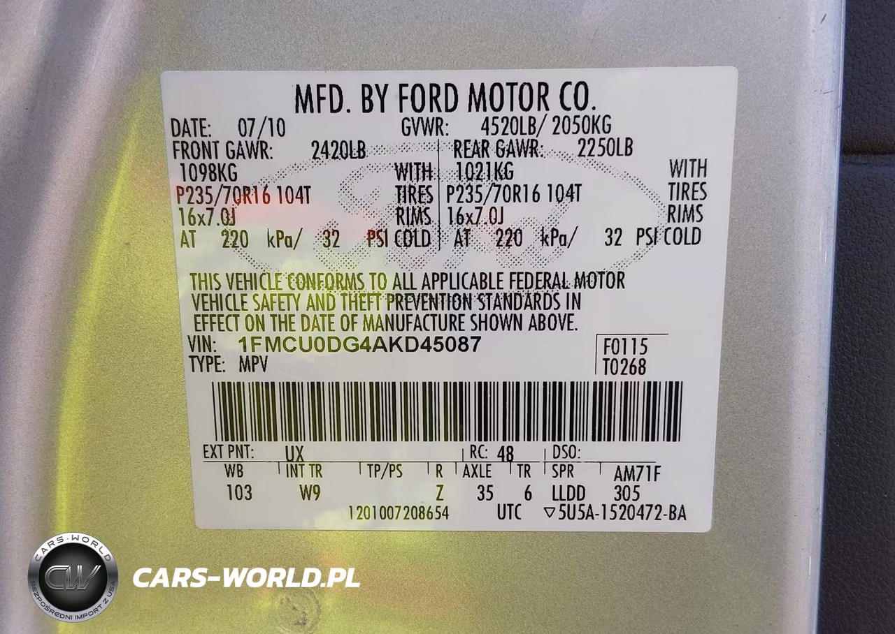 2010 Ford Escape Xlt VIN:1FMCU0DG4AKD45087 - 9