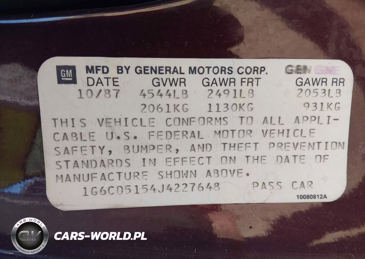 1988 Cadillac Deville VIN:1G6CD5154J4227648 - 9
