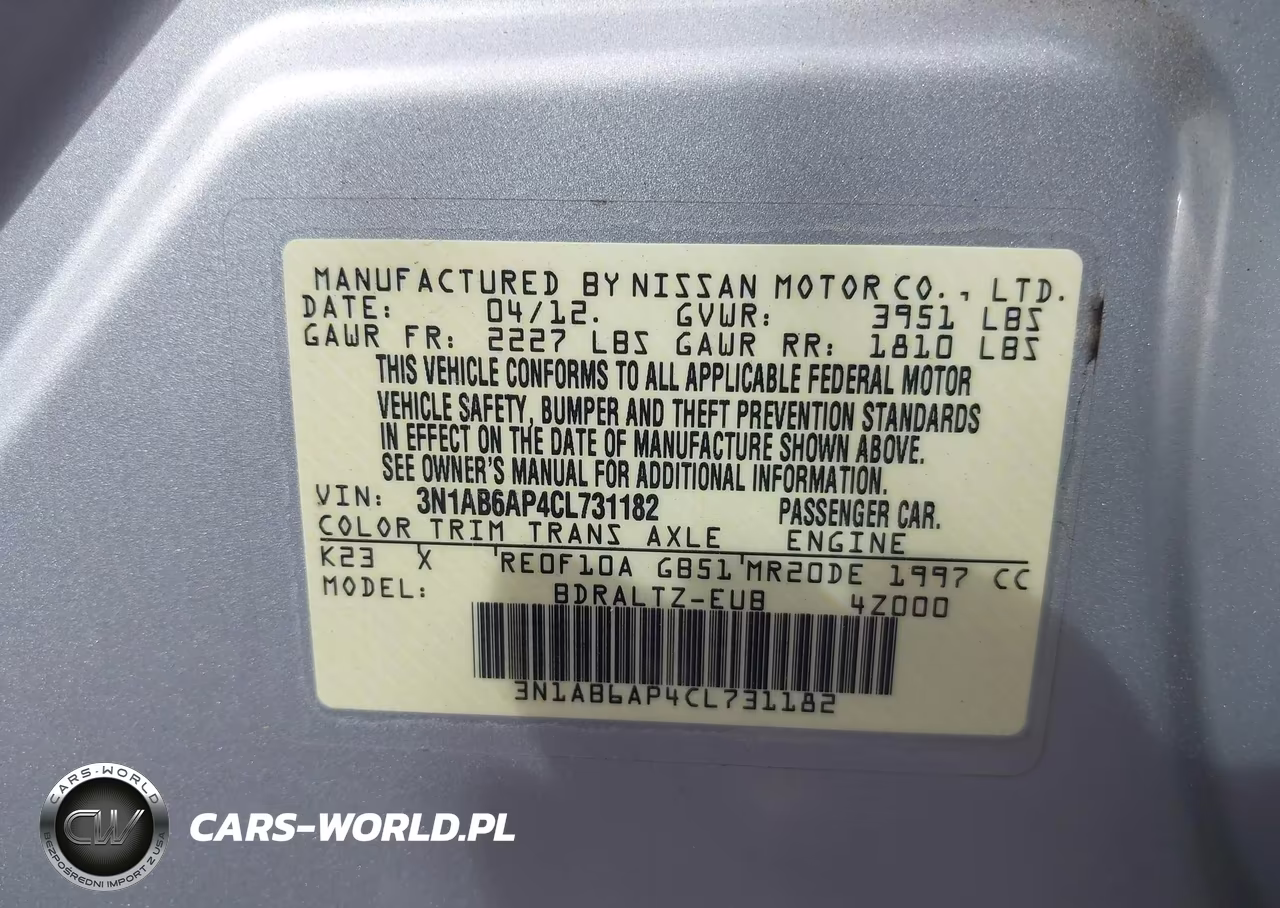 2012 Nissan Sentra 2.0 Sr VIN:3N1AB6AP4CL731182 - 9
