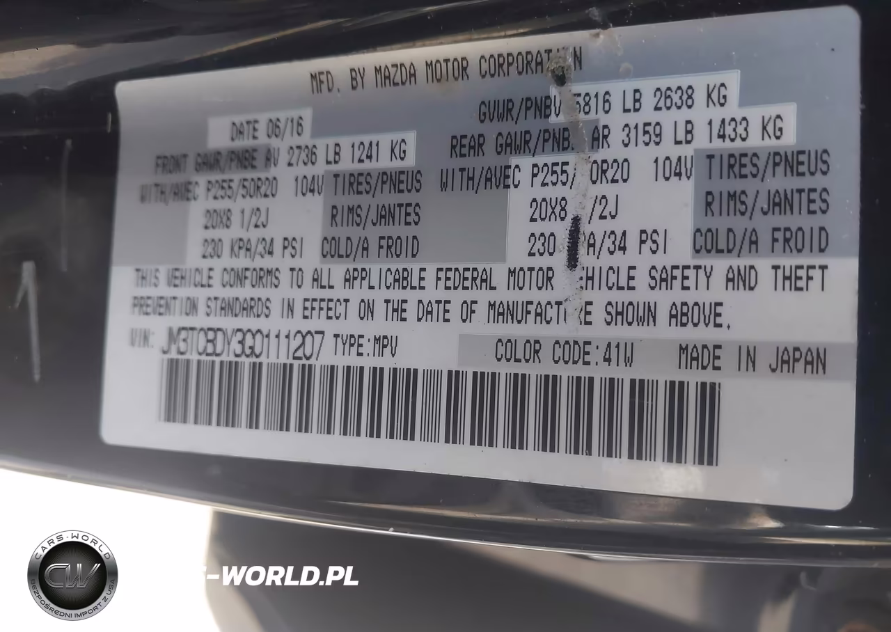 2016 Mazda Cx-9 Grand Touring VIN:JM3TCBDY3G0111207 - 9