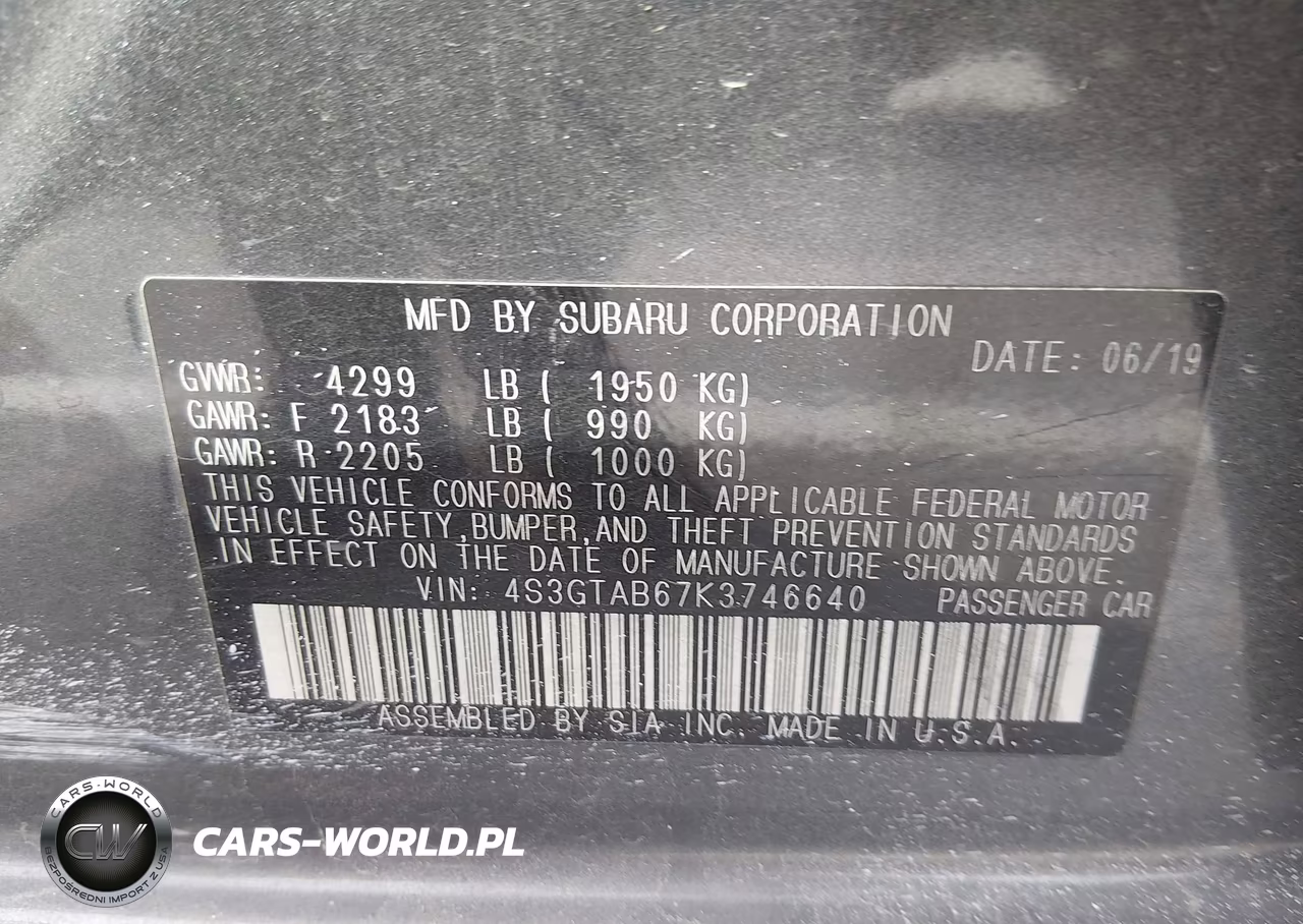 2019 Subaru Impreza 2.0I VIN:4S3GTAB67K3746640 - 9