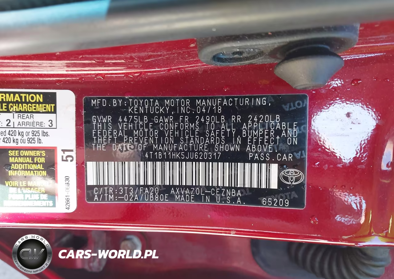 2018 Toyota Camry Le VIN:4T1B11HK5JU620317 - 9