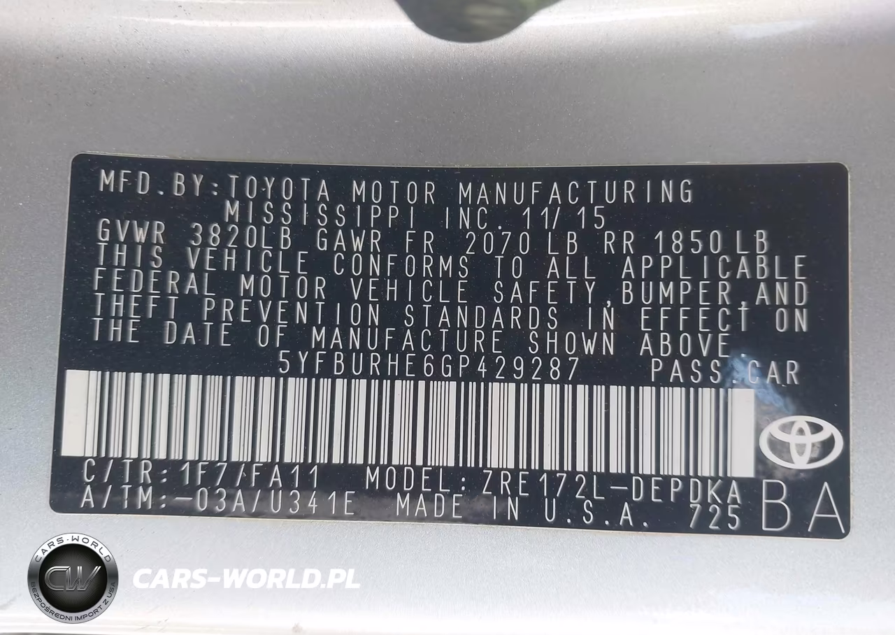 2016 Toyota Corolla L VIN:5YFBURHE6GP429287 - 9