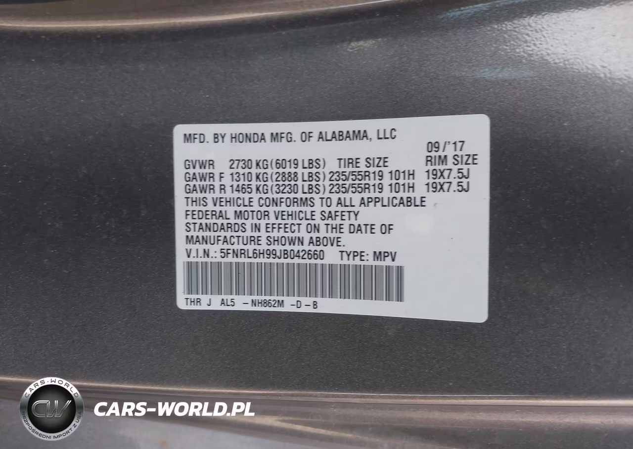 2018 Honda Odyssey Elite VIN:5FNRL6H99JB042660 - 9