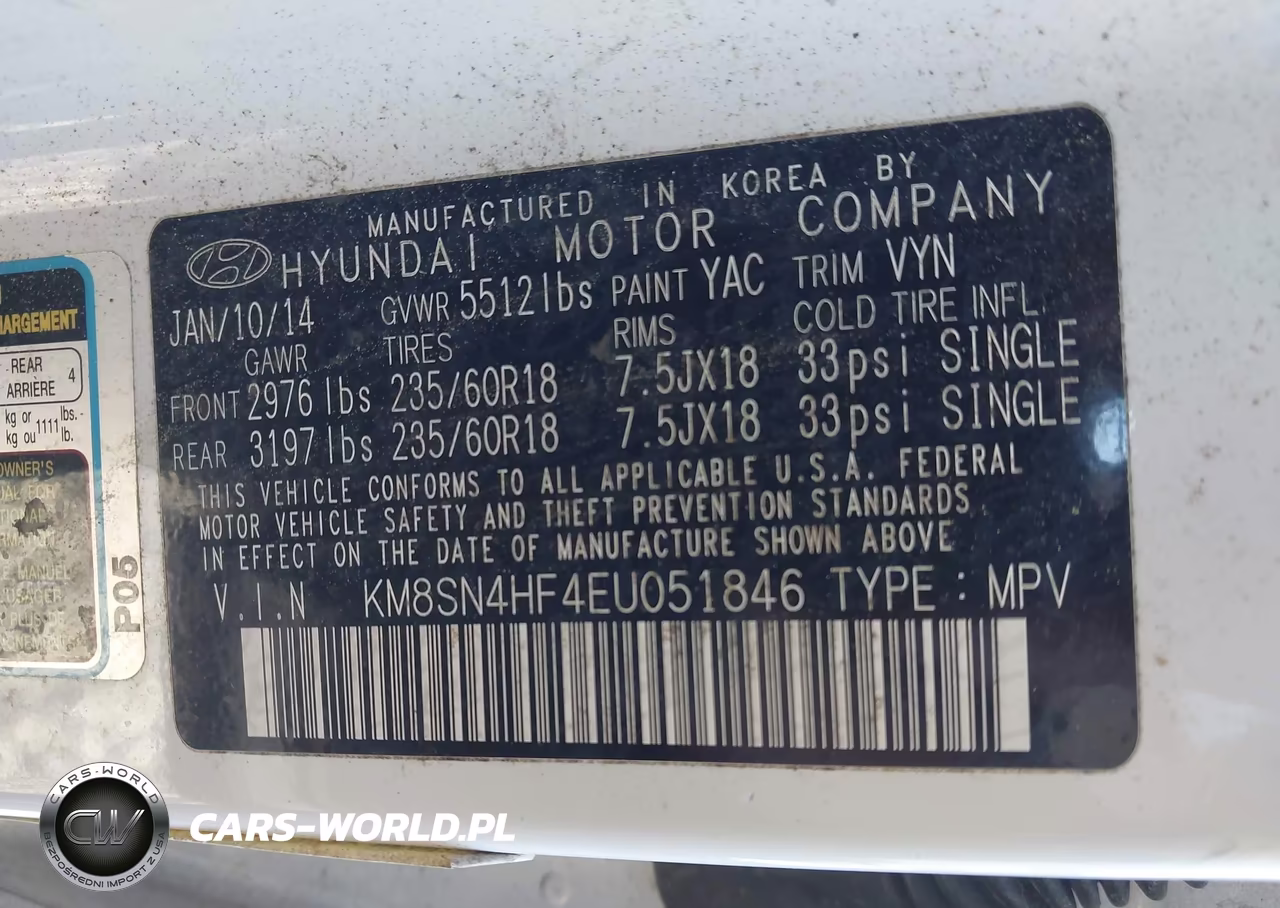 2014 Hyundai Santa Fe VIN:KM8SN4HF4EU051846 - 9