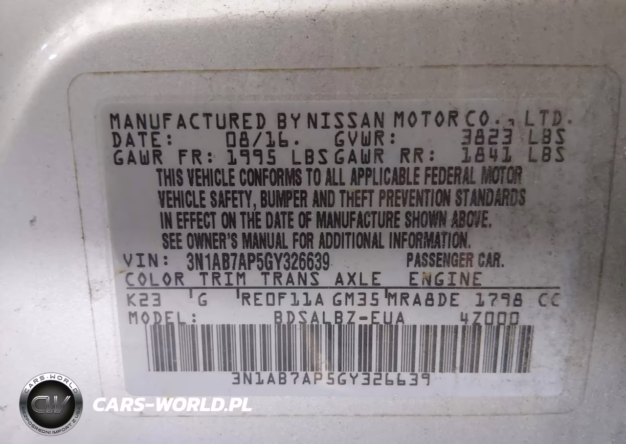 2016 Nissan Sentra S VIN:3N1AB7AP5GY326639 - 9
