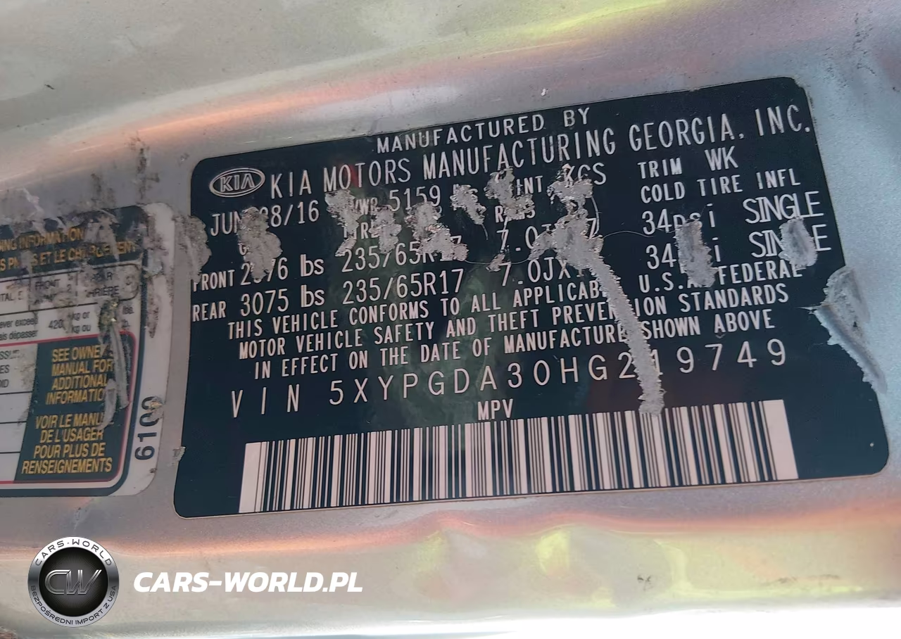 2017 Kia Sorento 2.4L Lx VIN:5XYPGDA30HG219749 - 9