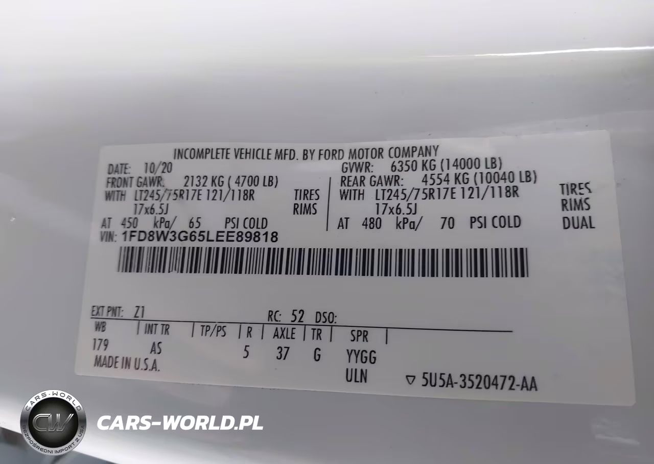 2020 Ford F-350 Chassis Xl VIN:1FD8W3G65LEE89818 - 9