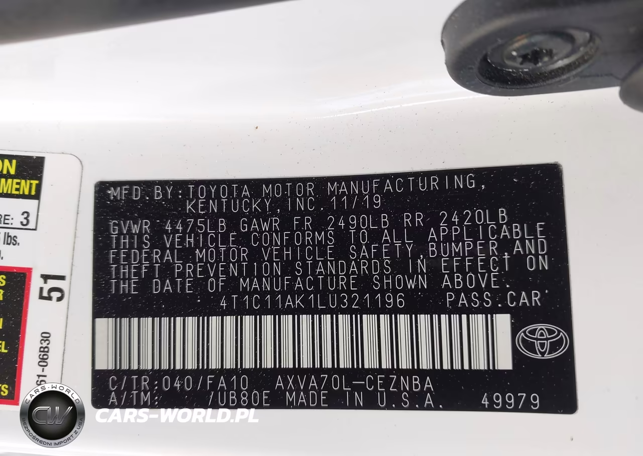 2020 Toyota Camry Le VIN:4T1C11AK1LU321196 - 9