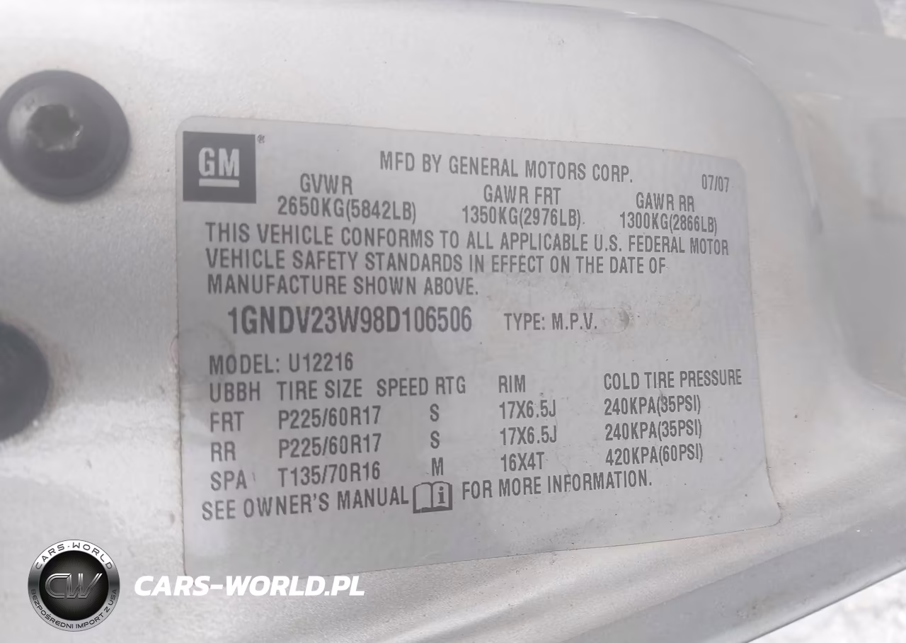 2008 Chevrolet Uplander Ls VIN:1GNDV23W98D106506 - 9