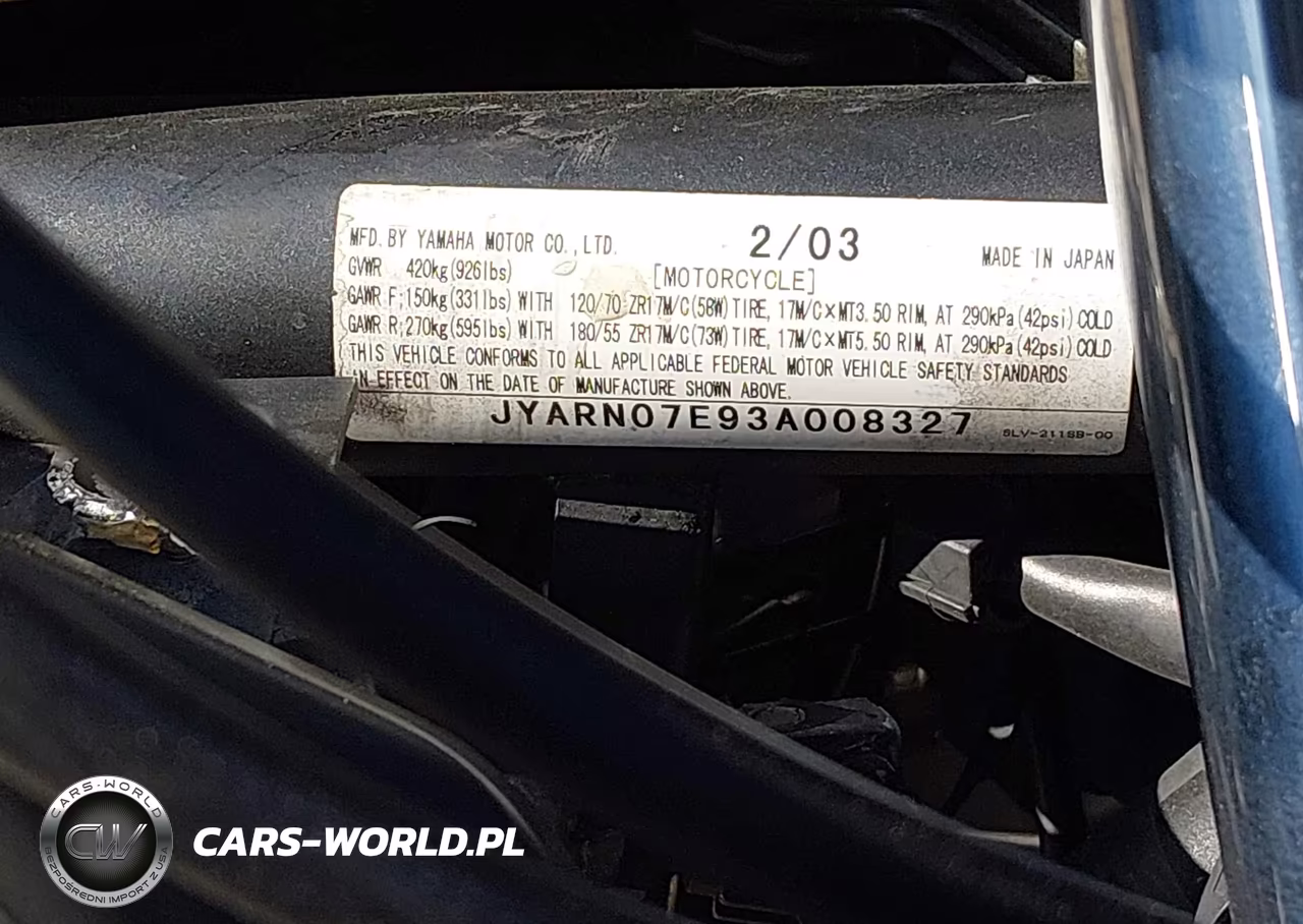 2003 Yamaha Fzs10 VIN:JYARN07E93A008327 - 10