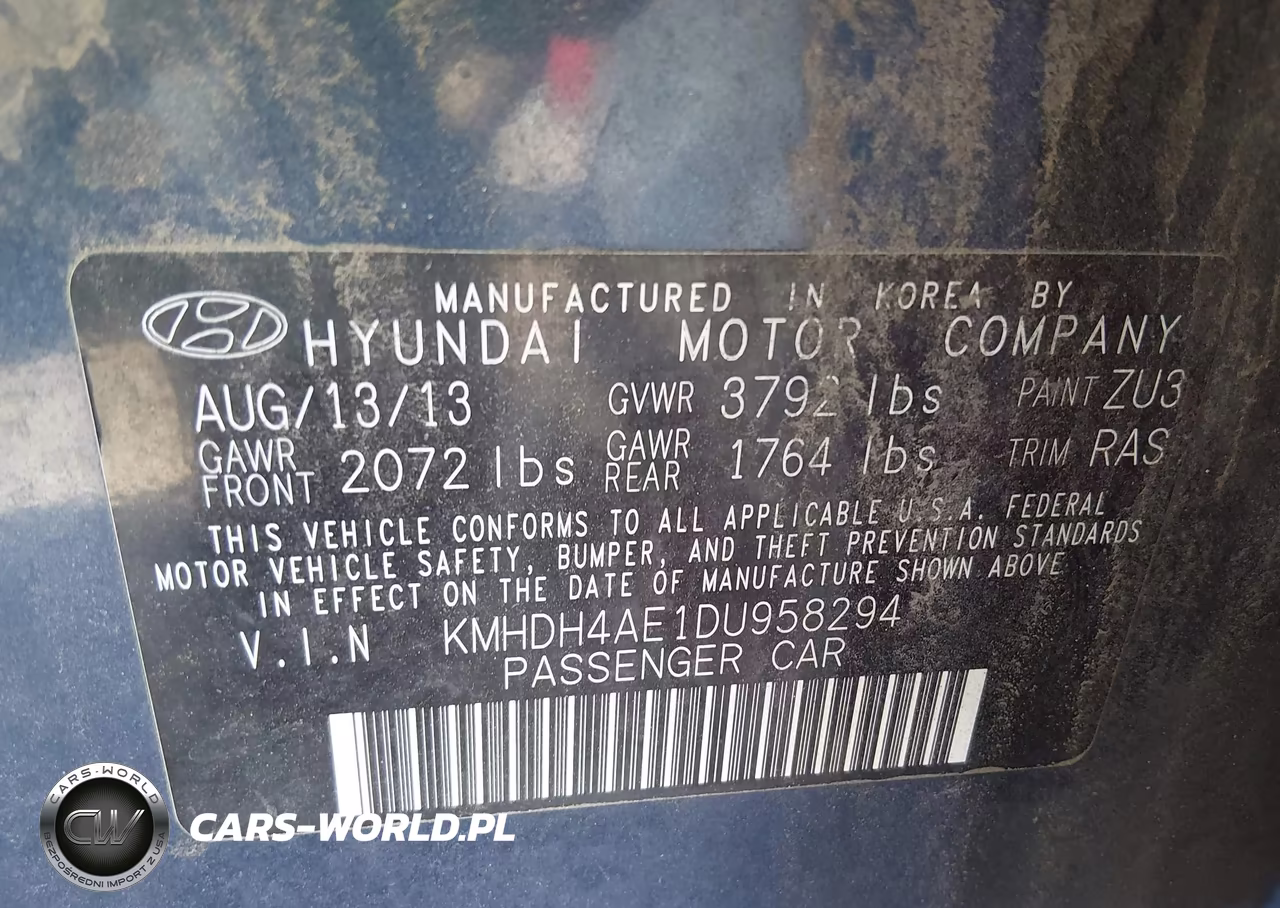 2013 Hyundai Elantra Gls VIN:KMHDH4AE1DU958294 - 9