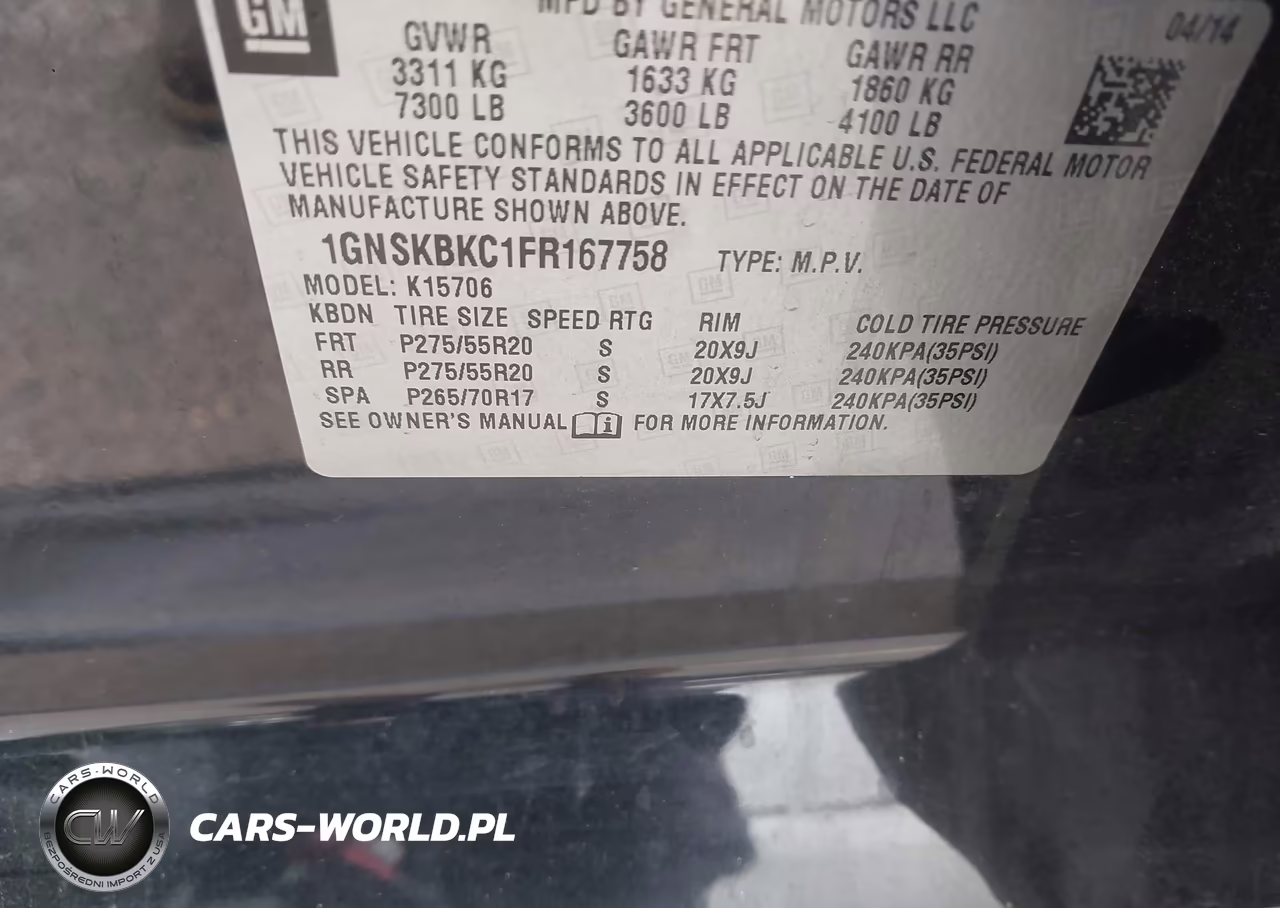 2015 Chevrolet Tahoe Lt VIN:1GNSKBKC1FR167758 - 9
