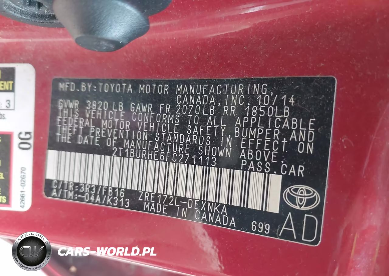 2015 Toyota Corolla Le VIN:2T1BURHE6FC271113 - 9