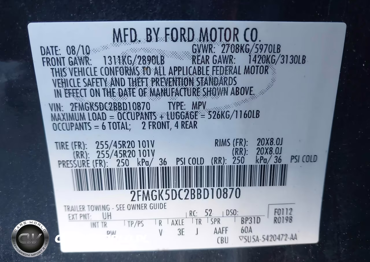 2011 Ford Flex Limited VIN:2FMGK5DC2BBD10870 - 9