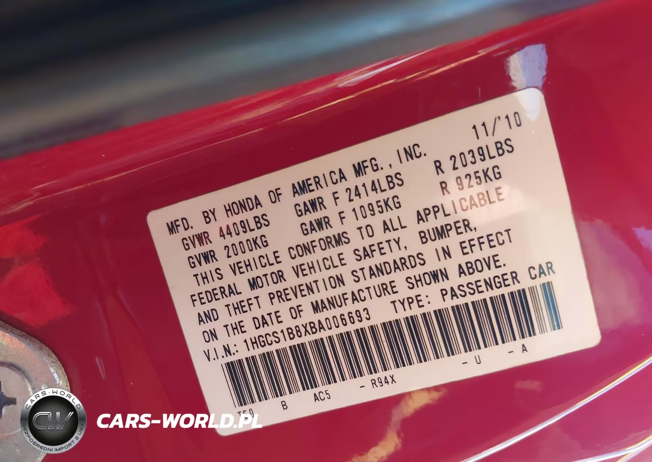 2011 Honda Accord 2.4 Ex-L VIN:1HGCS1B8XBA006693 - 9