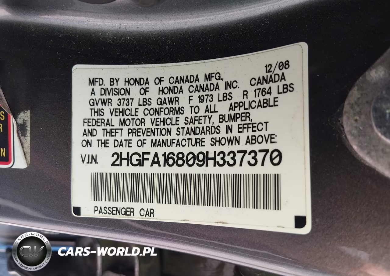 2009 Honda Civic Ex VIN:2HGFA16809H337370 - 9
