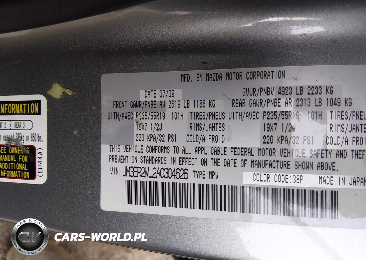 2010 Mazda Cx-7 S Grand Touring VIN:JM3ER2WL2A0304626 - 9