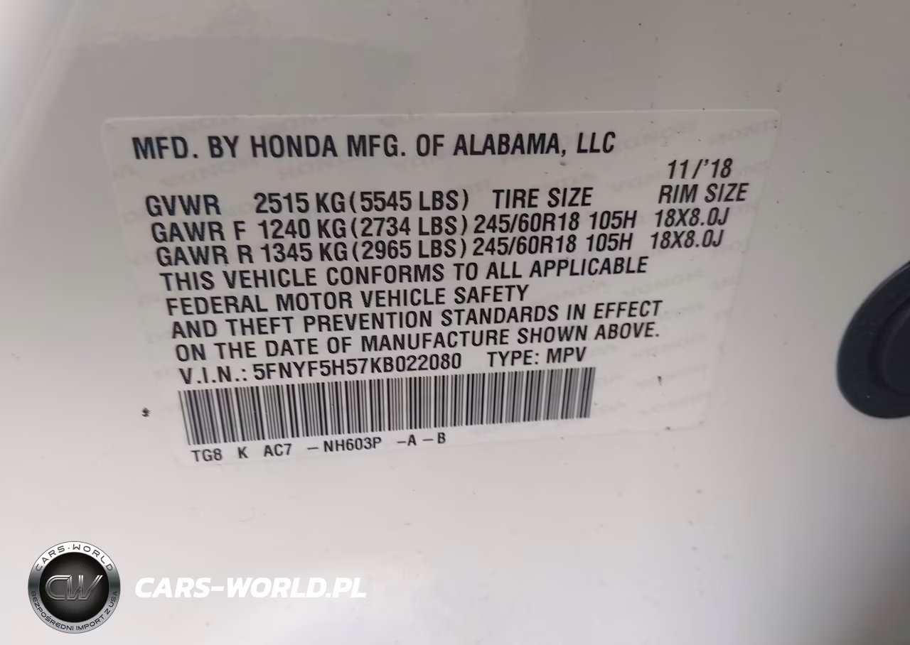 2019 Honda Pilot Ex-L VIN:5FNYF5H57KB022080 - 9