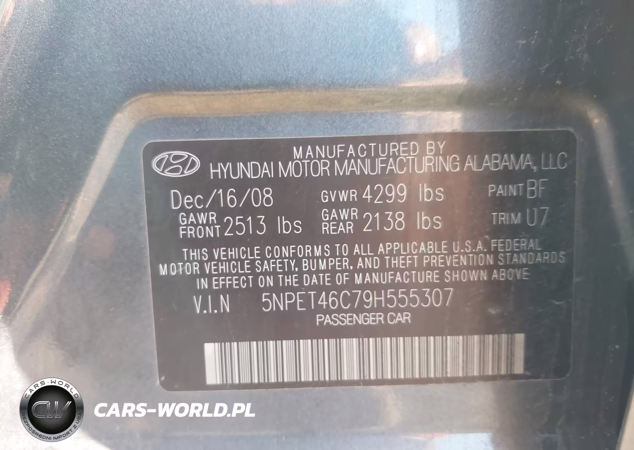 2009 Hyundai Sonata Gls VIN:5NPET46C79H555307 - 9