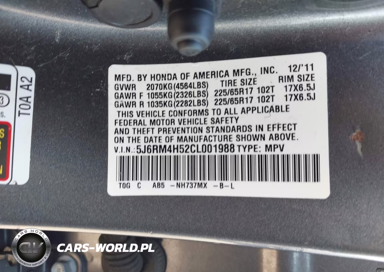 2012 Honda Cr-V Ex VIN:5J6RM4H52CL001988 - 9