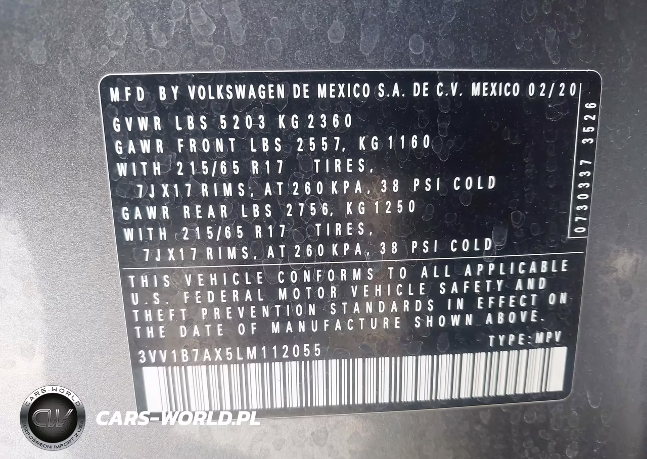 2020 Volkswagen Tiguan 2.0T S VIN:3VV1B7AX5LM112055 - 9