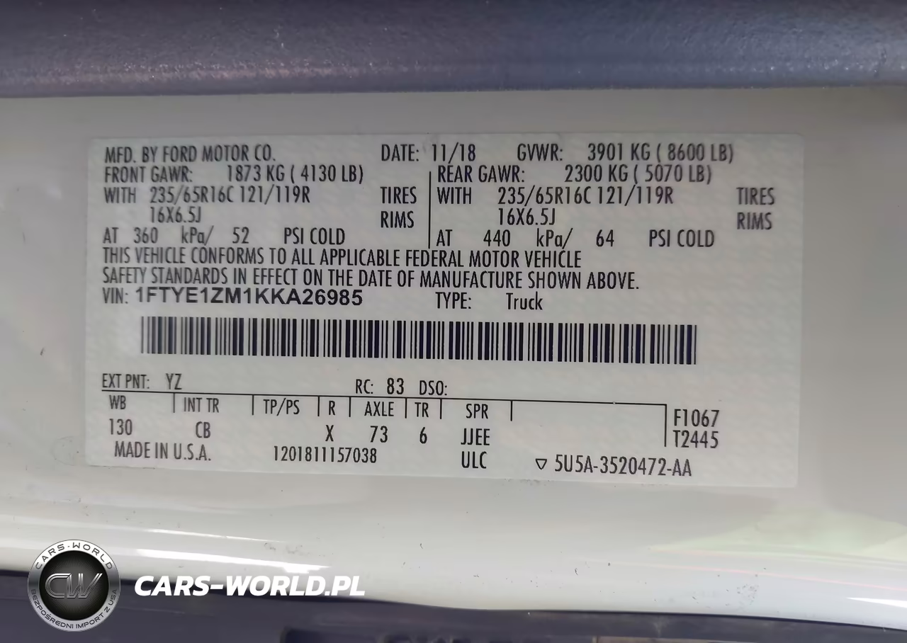 2019 Ford Transit-150 VIN:1FTYE1ZM1KKA26985 - 9