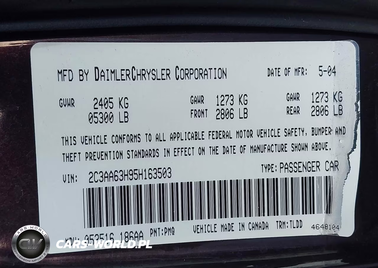 2005 Chrysler 300C VIN:2C3AA63H95H163503 - 9