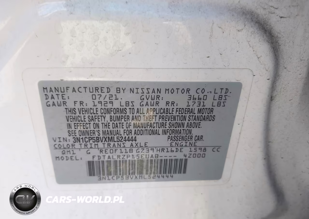 2021 Nissan Kicks S Xtronic Cvt VIN:3N1CP5BVXML524444 - 9