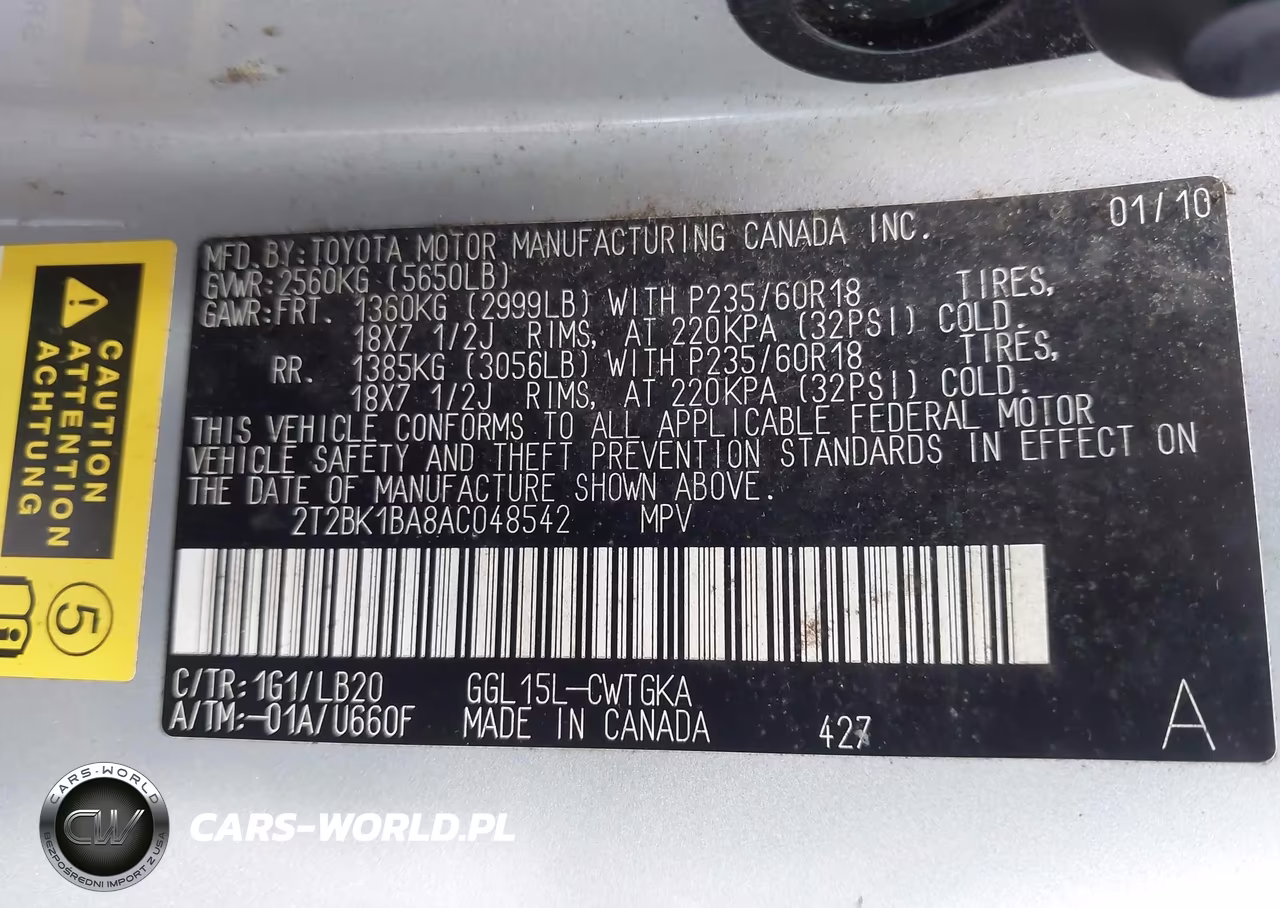 2010 Lexus Rx 350 VIN:2T2BK1BA8AC048542 - 9