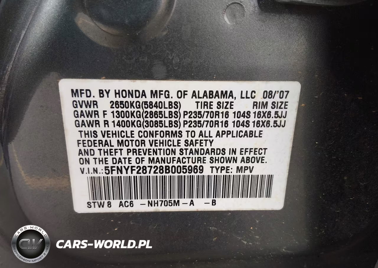 2008 Honda Pilot Ex-L VIN:5FNYF28728B005969 - 9