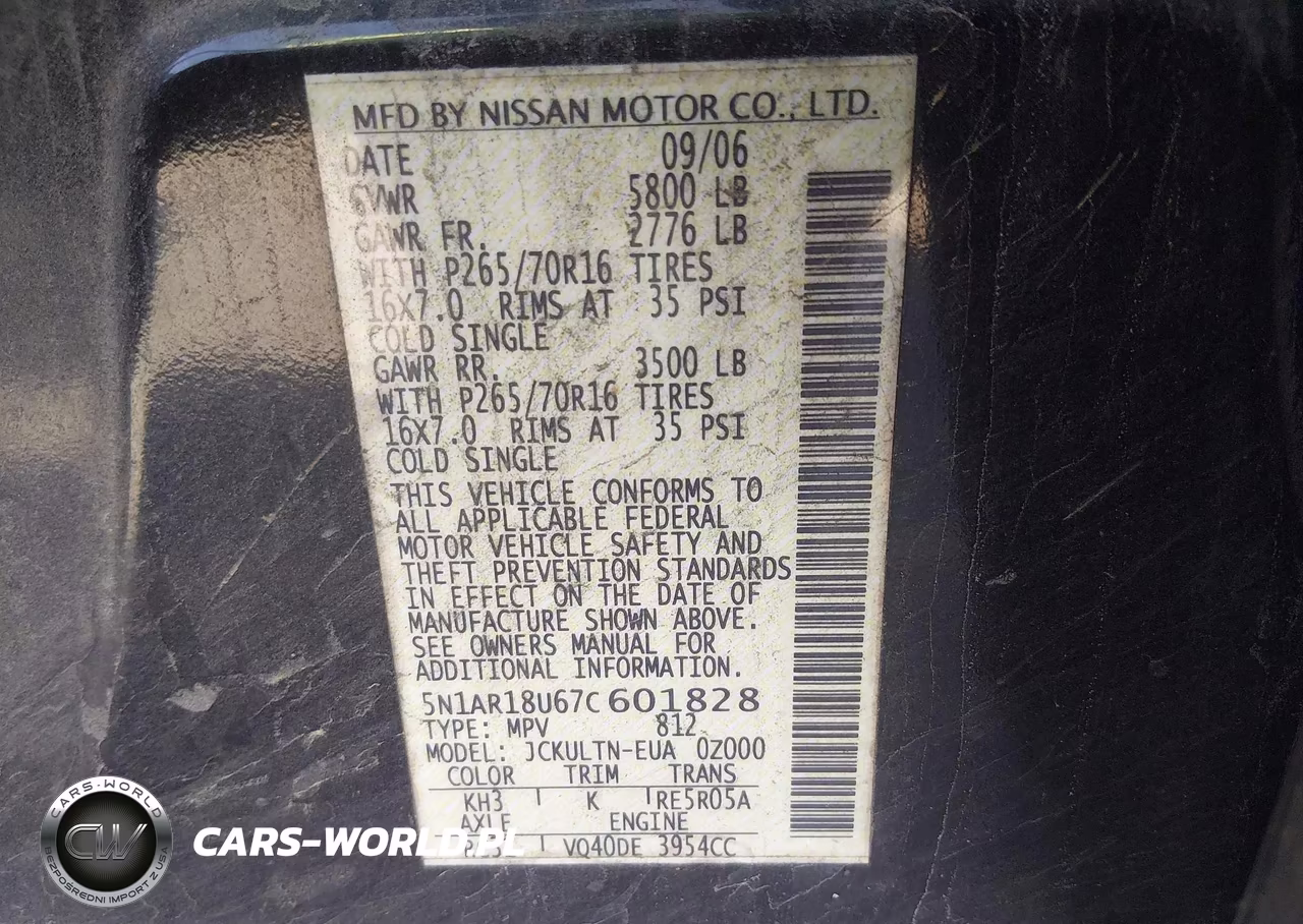 2007 Nissan Pathfinder Se VIN:5N1AR18U67C601828 - 9