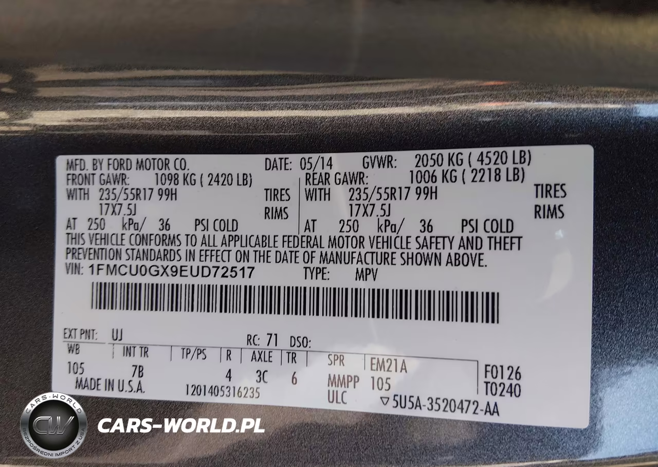 2014 Ford Escape Se VIN:1FMCU0GX9EUD72517 - 9