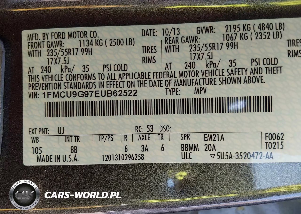 2014 Ford Escape Se VIN:1FMCU9G97EUB62522 - 9