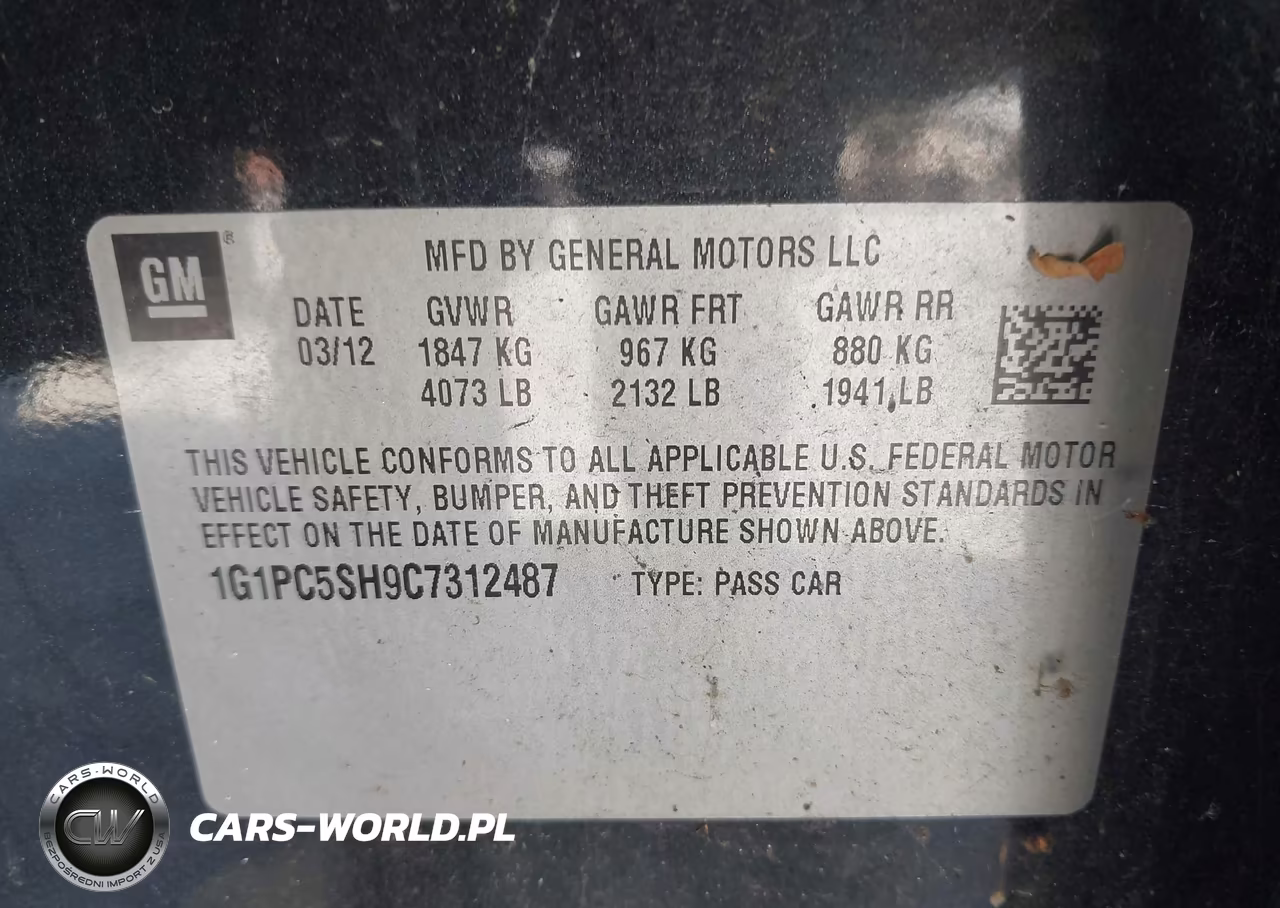 2012 Chevrolet Cruze Ls VIN:1G1PC5SH9C7312487 - 9