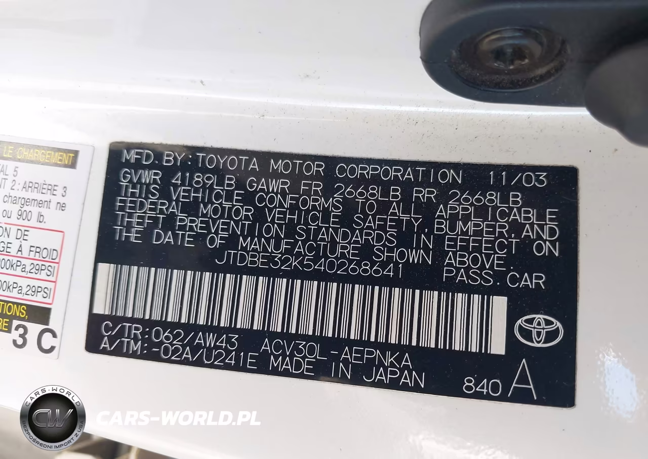 2004 Toyota Camry Le VIN:JTDBE32K540268641 - 9