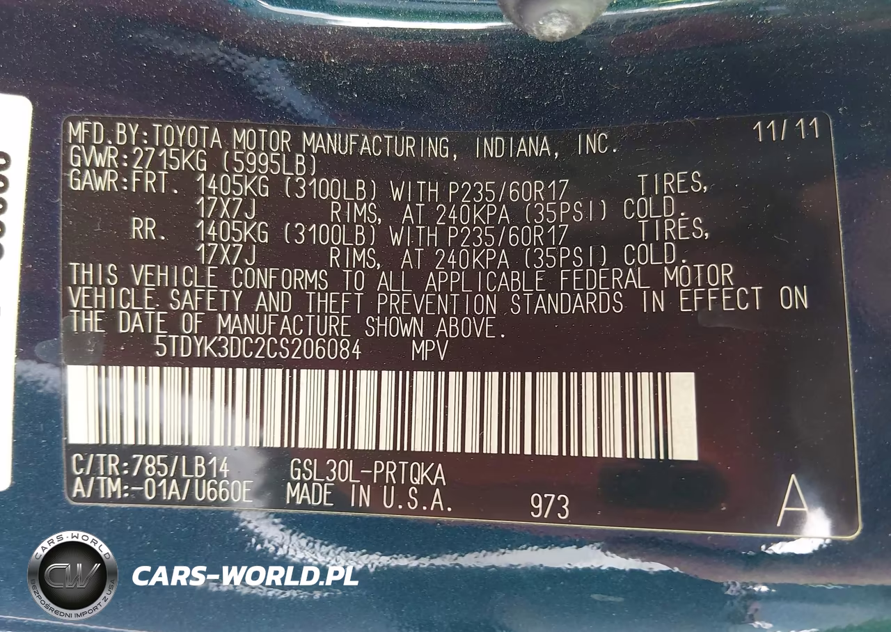 2012 Toyota Sienna Xle V6 8 Passenger VIN:5TDYK3DC2CS206084 - 9